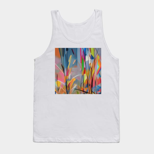 Wild Grasses Abstract Tank Top by DANAROPER